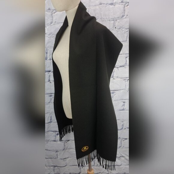 Burberry Men's Scarf Green Logo Knight Vintage Y2K 90s Lambswool England 12"x68" - Picture 13 of 15